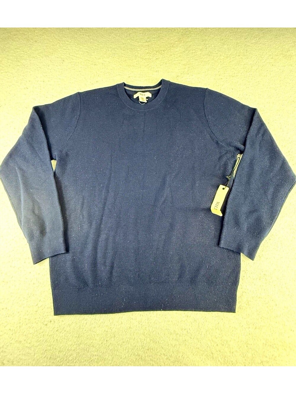 WILT Blue Cotton Blend Knit Crewneck Pullover Sweater Solid Long Sleeve XL